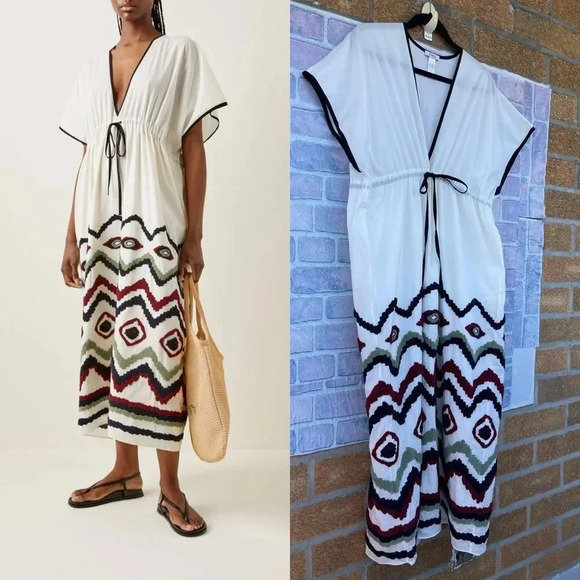 ERES Cigale Drawstring Embroidered Midi Dress s/m - Picture 4 of 16